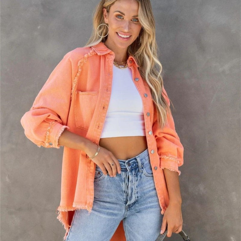 Veste en jean orange pour femmes