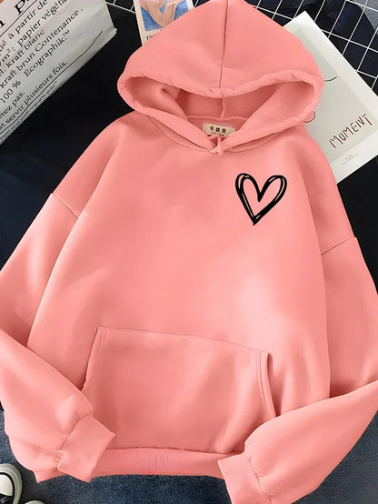 Madel - Sweat à capuche oversize imprimé cœur pour femme