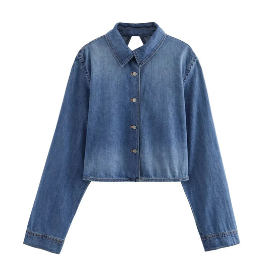 Luana - Veste en denim raccourcie - Dos ouvert