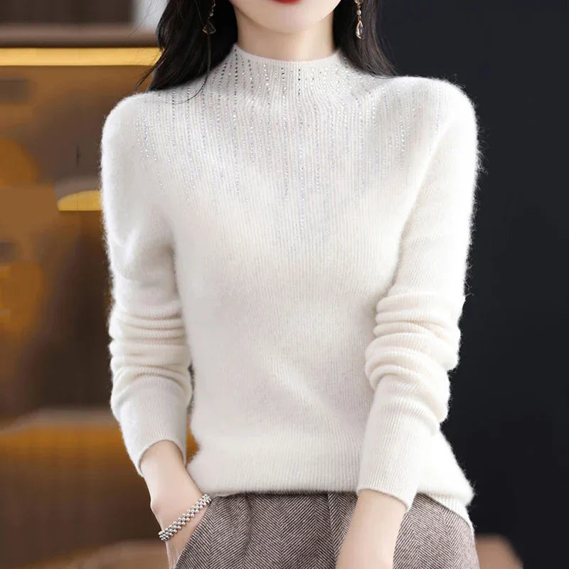 Alpine elegant turtleneck sweater with crystals