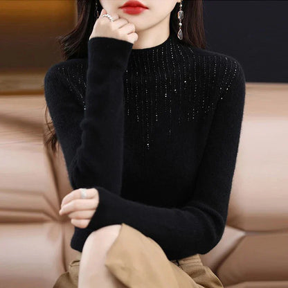 Alpine elegant turtleneck sweater with crystals