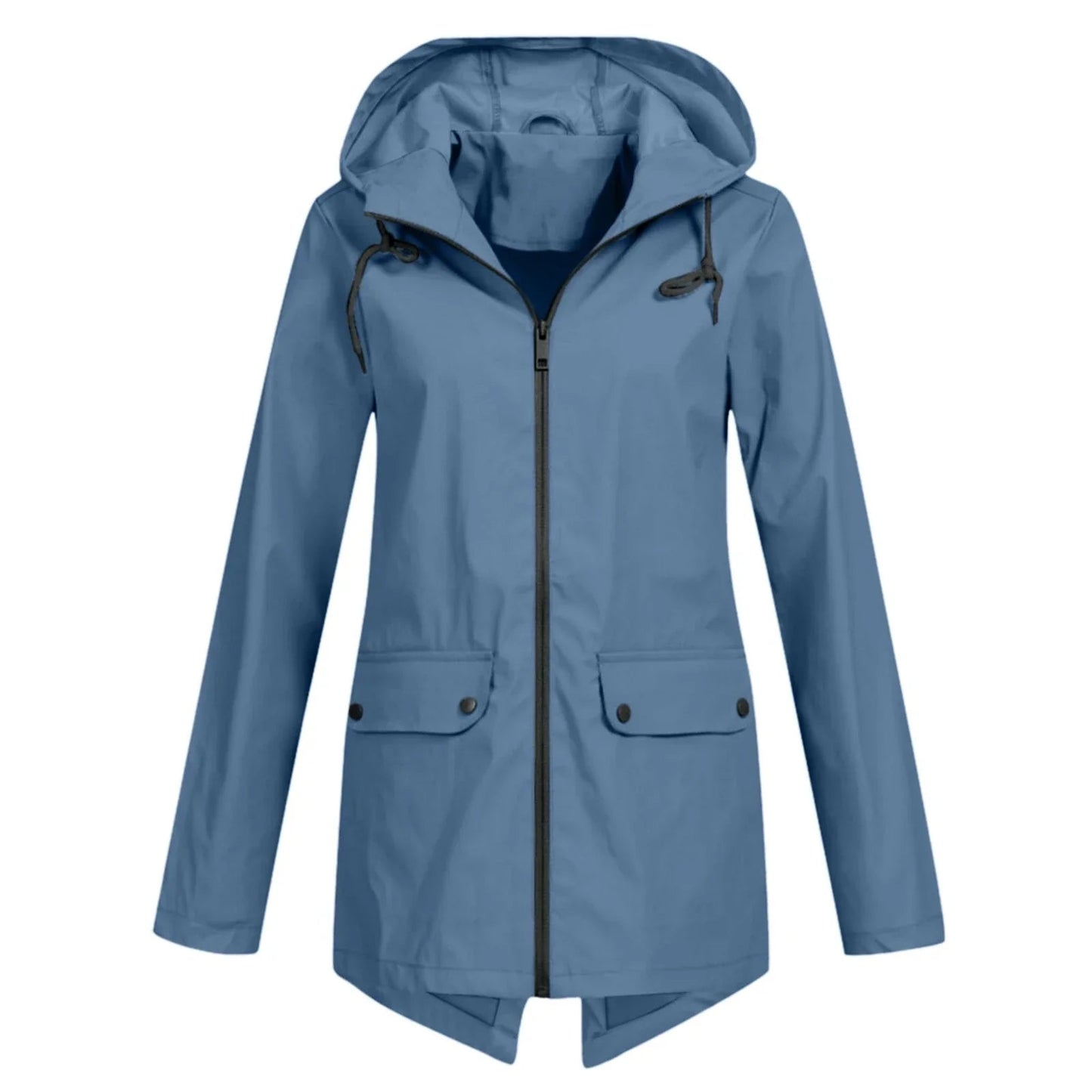 Veste de pluie imperméable décontractée avec capuche et fermeture éclair pour femmes | Idéal pour l'automne/hiver