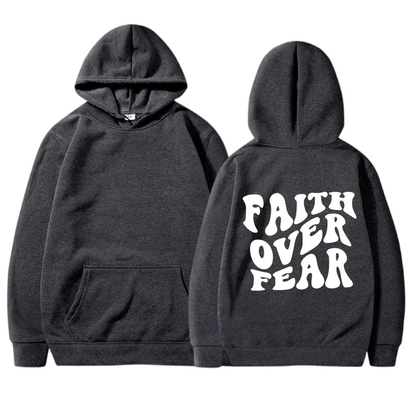 Sarah - Sweat à capuche avec inscription "Faith Over Fear