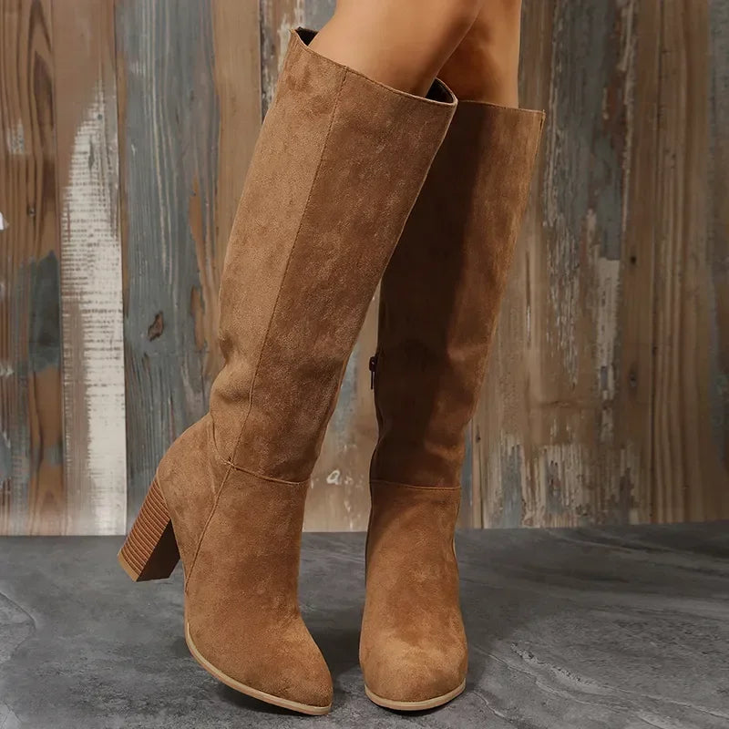 Bottes longues en daim à talon | Bottes Passi