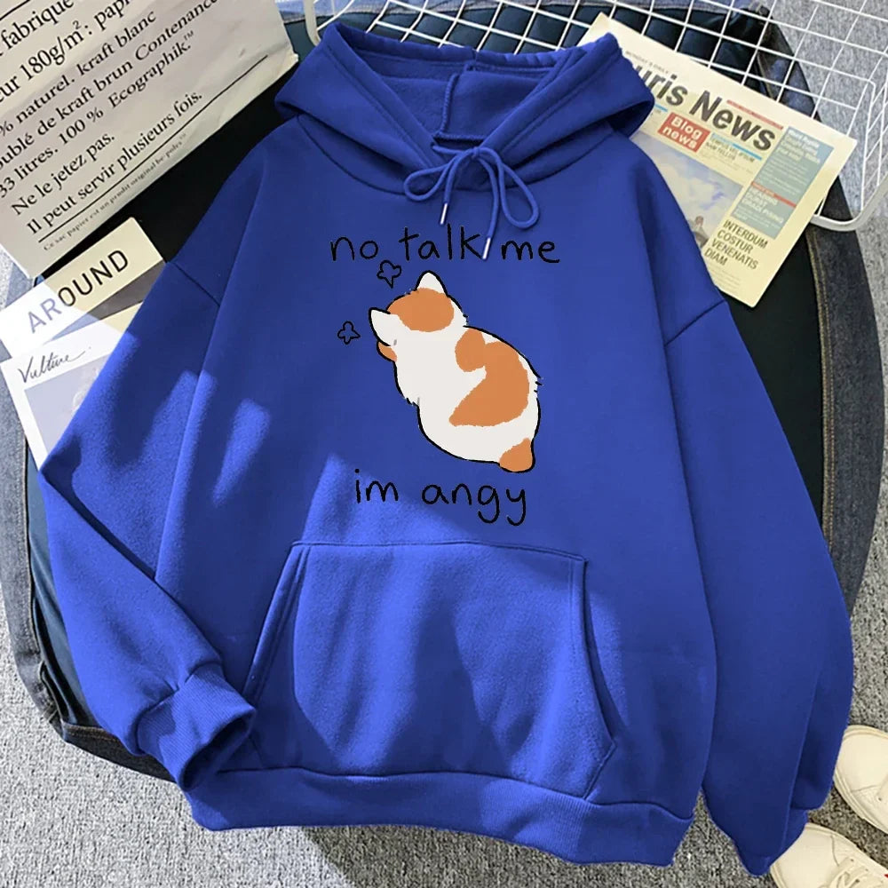 Grethe - Sweat à capuche oversize avec imprimé chat pour femme