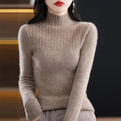 Alpine elegant turtleneck sweater with crystals