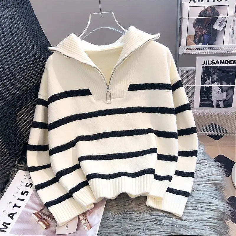 Pull rayé grande taille pour femme