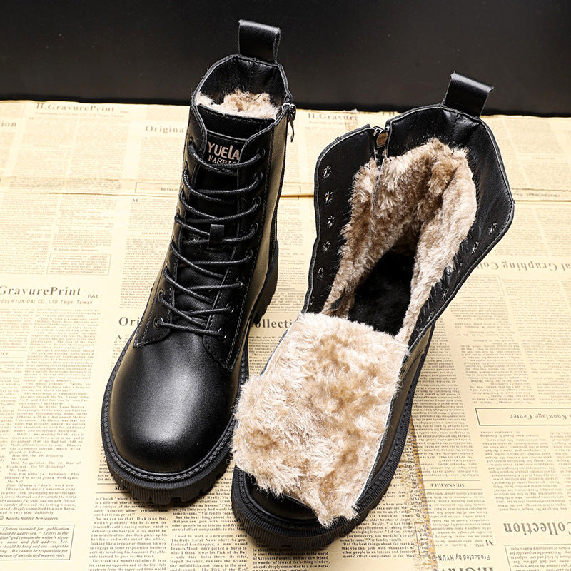 Bottes d'hiver en cuir noir - Louisa