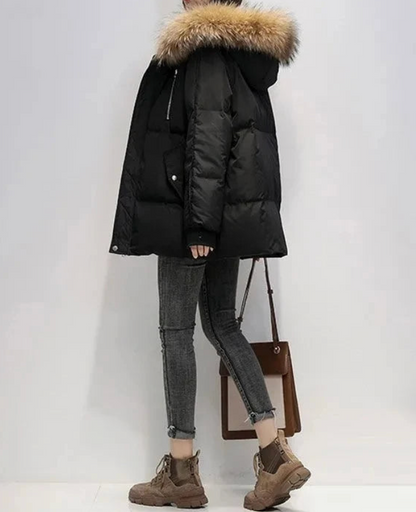 Manteau d'hiver avec capuche en fausse fourrure - Maxinne