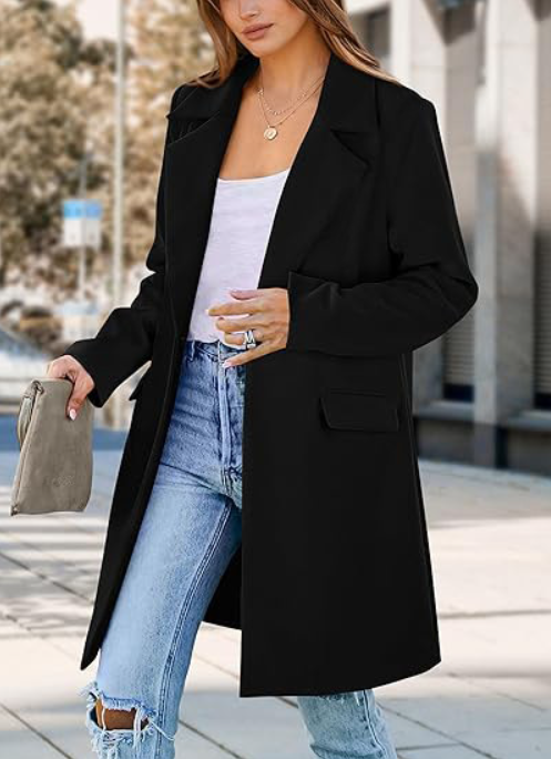 Manteau long ouvert sur le devant pour femme