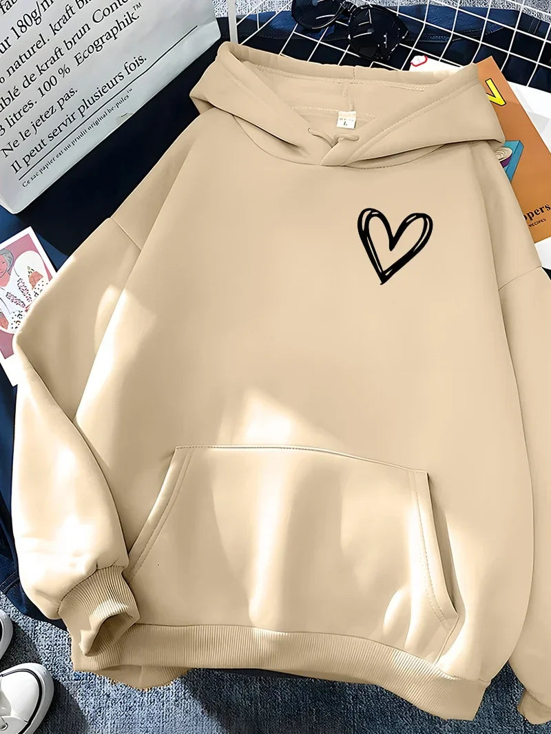 Madel - Sweat à capuche oversize imprimé cœur pour femme