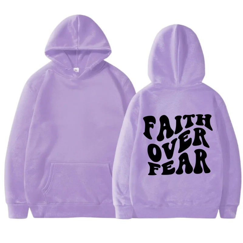 Sarah - Sweat à capuche avec inscription "Faith Over Fear