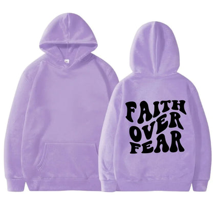 Sarah - Sweat à capuche avec inscription "Faith Over Fear