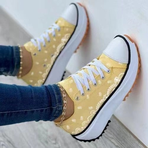 Slip Sneakers Lace-ups Platform Shoes