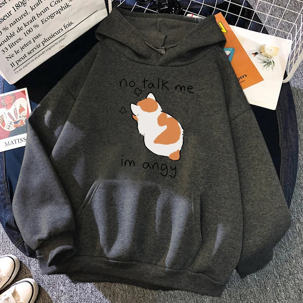 Grethe - Sweat à capuche oversize avec imprimé chat pour femme