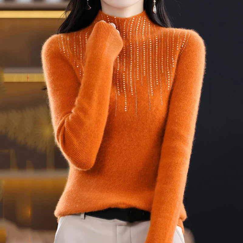 Alpine elegant turtleneck sweater with crystals