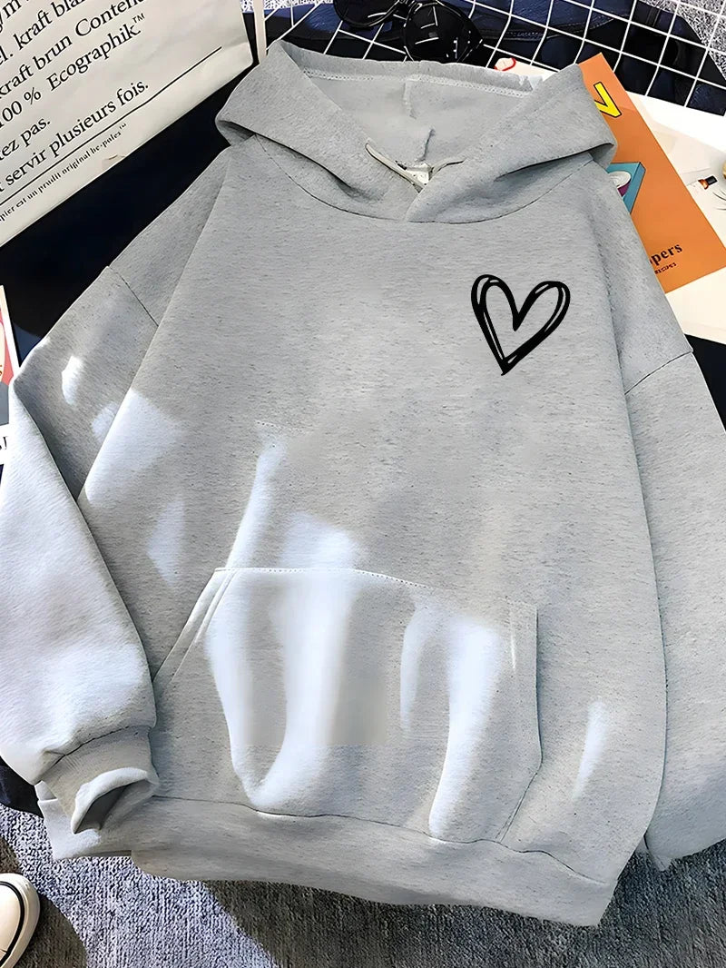 Madel - Sweat à capuche oversize imprimé cœur pour femme