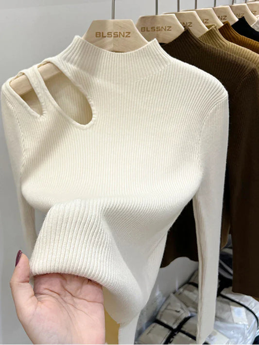 Pull à encolure claviculaire pour femmes