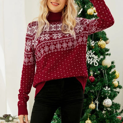 Dwight- Pull en tricot avec motif de flocons de neige - Pull festif de Noël pour femmes