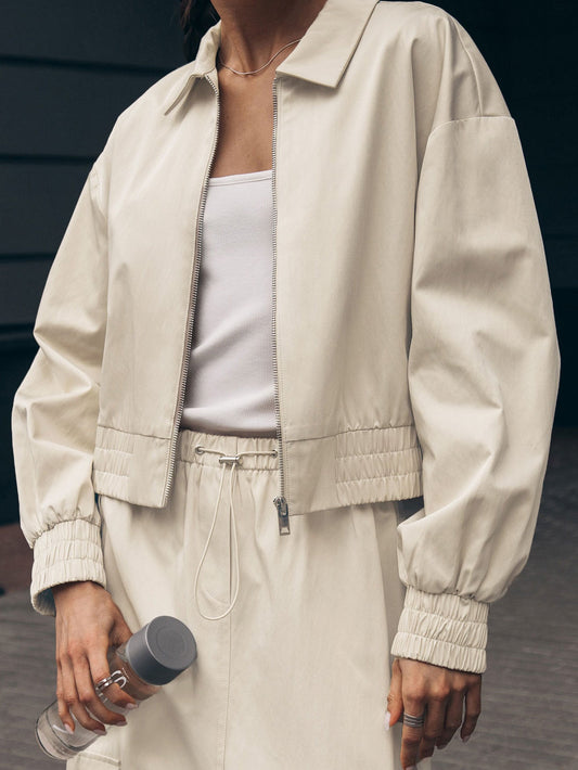 Veste courte beige pour femme