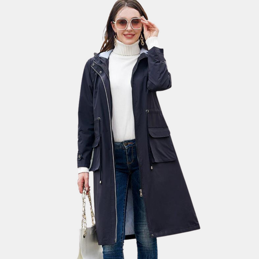 Trench-coat long à capuche pour femme