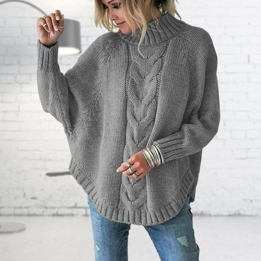 Pull long en tricot à grosses mailles pour femmes