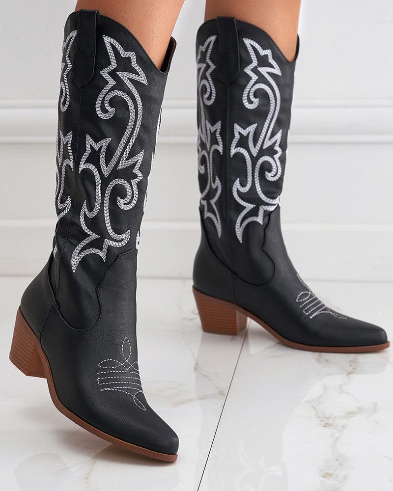 Olympeia Boots | Bottes brodées western élégantes