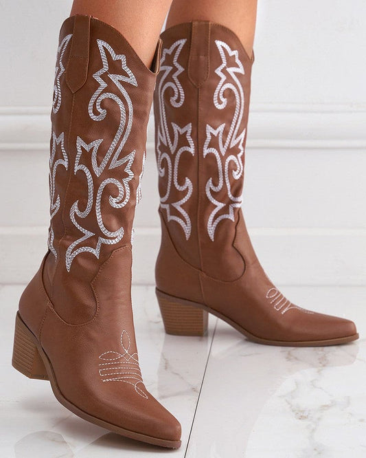 Olympeia Boots | Bottes brodées western élégantes