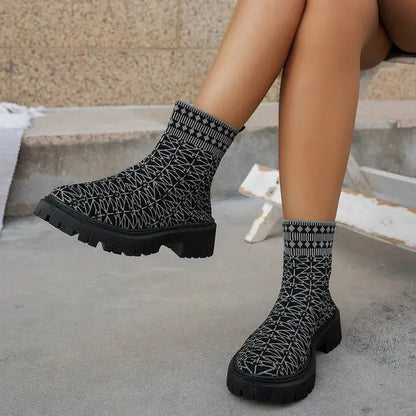 Quennell Boots | Bottines douillettes en tricot avec semelle épaisse