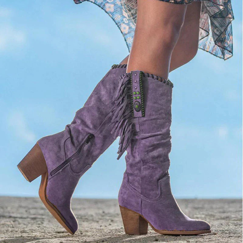 Bottes longues pour femmes d'inspiration occidentale - Delina