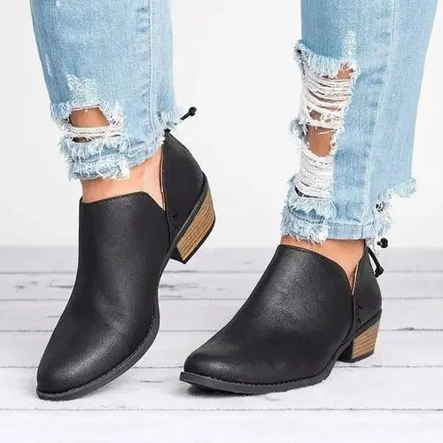 Qayyima Boots | Low Heel Slip-On Suede Boots