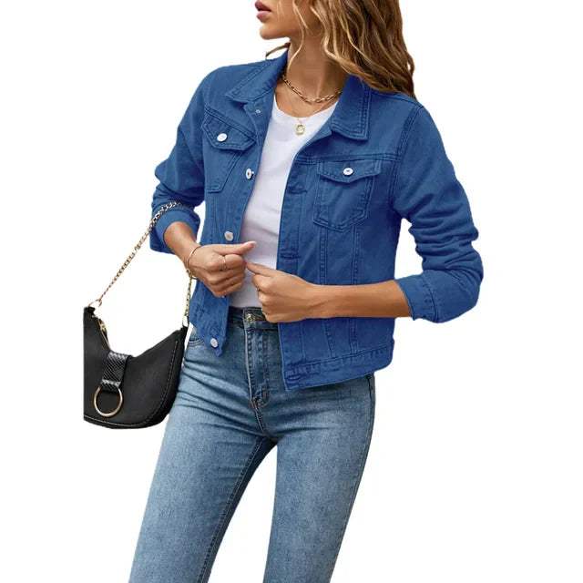 Veste en denim pour dames - Élégante - Durable et confortable - Parfaite pour le printemps et l'été