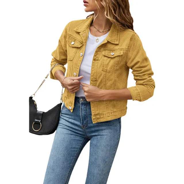 Veste en denim pour dames - Élégante - Durable et confortable - Parfaite pour le printemps et l'été