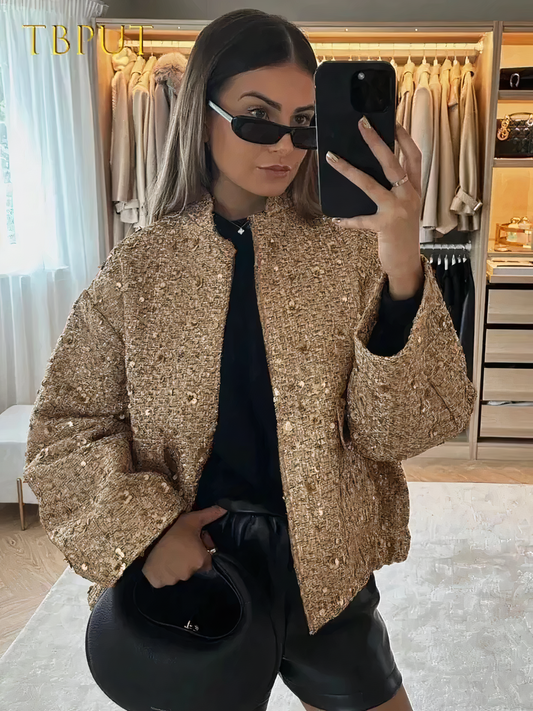 Veste à paillettes dorées - Yana