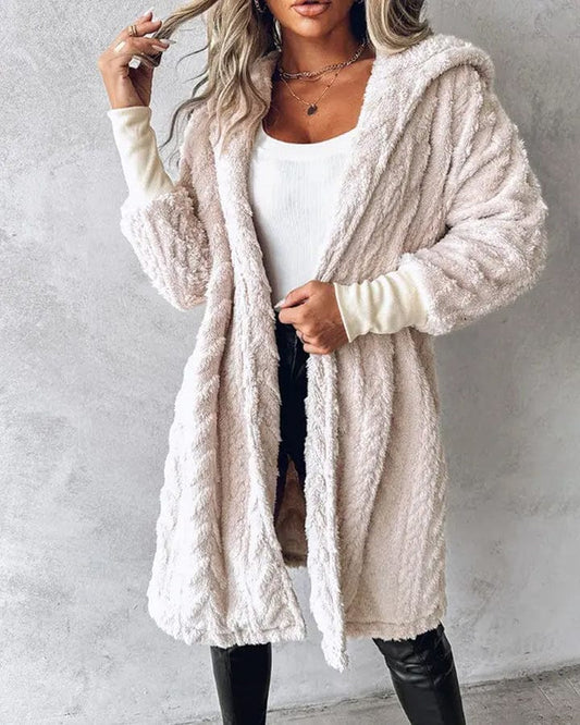 Manteau à capuche beige pour femme