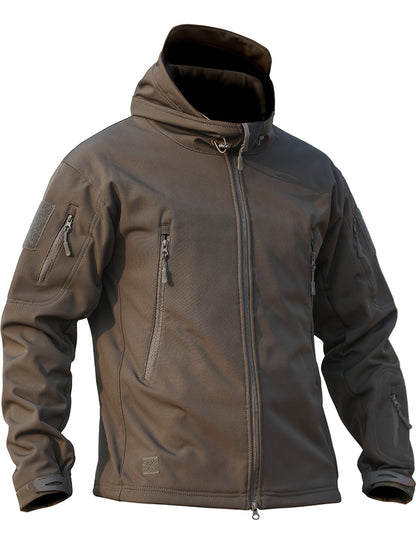 Veste à capuche tactique en polaire softshell avec poches zippées pour hommes | Parfait pour les activités de plein air