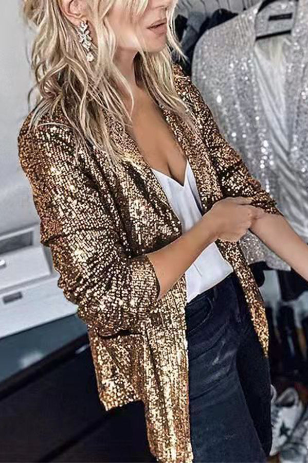 Lucie - Blazer moderne à manches longues avec paillettes pour femmes