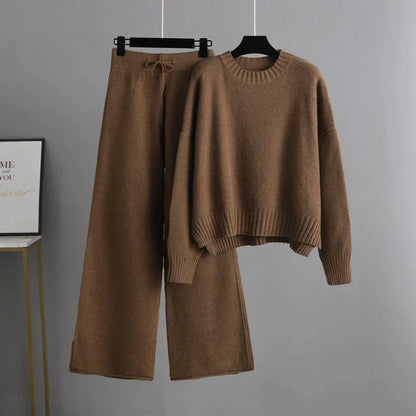 Elena - Duo Tricot d'Hiver: Pull et Pantalon Ample pour Femmes