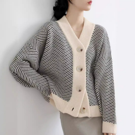 Rhoda Cardigan | Cardigan oversize à chevrons avec boutons