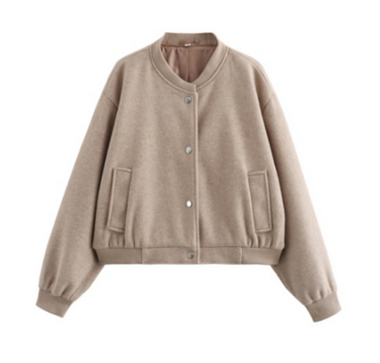 Wustina Jacket | Chic Short Wool Bomber Jacket