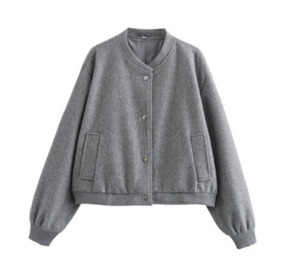 Wustina Jacket | Chic Short Wool Bomber Jacket