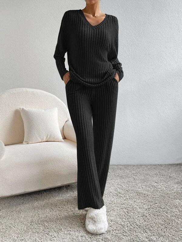 Ensemble Lounge - Ribbed - Soft Material, Loose Fit - Parfait pour la maison