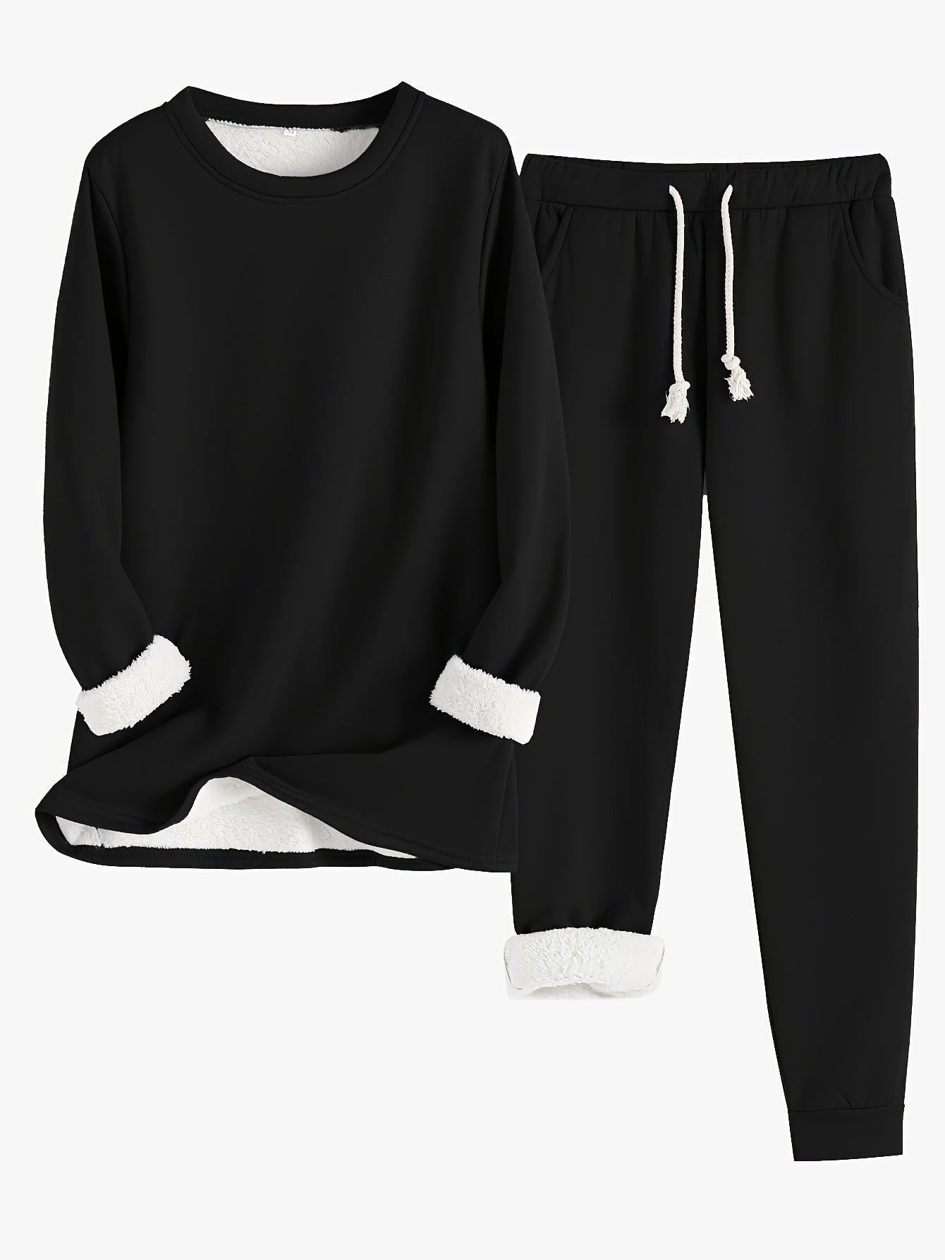 Heidi-Mode | Ensemble pull-over thermique et pantalon de jogging unis - Idéal pour l'automne/hiver