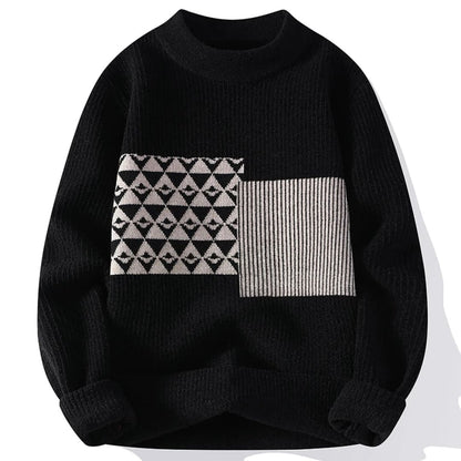 Pull en Tricot à Motif Géométrique - Style Moderne et Élégant pour Homme