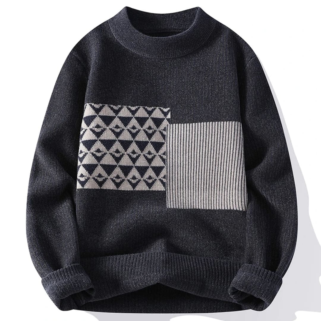 Pull en Tricot à Motif Géométrique - Style Moderne et Élégant pour Homme