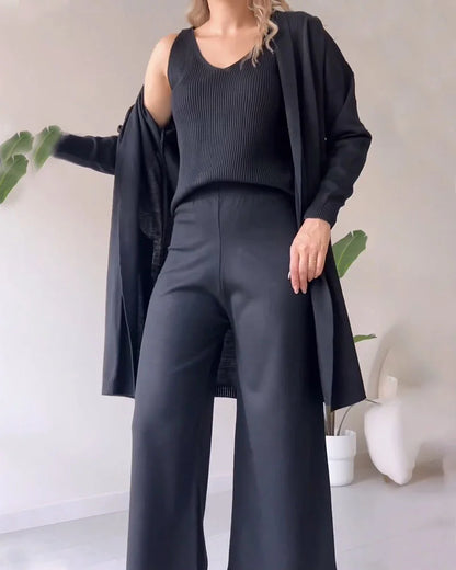 Erica - Élégant pantalon 3 pièces en maille pour femmes