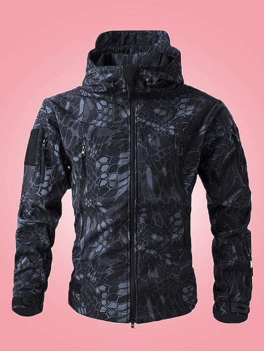 Veste d'extérieur militaire camouflage chaude avec poches zippées pour hommes | Parfait pour les activités de plein air