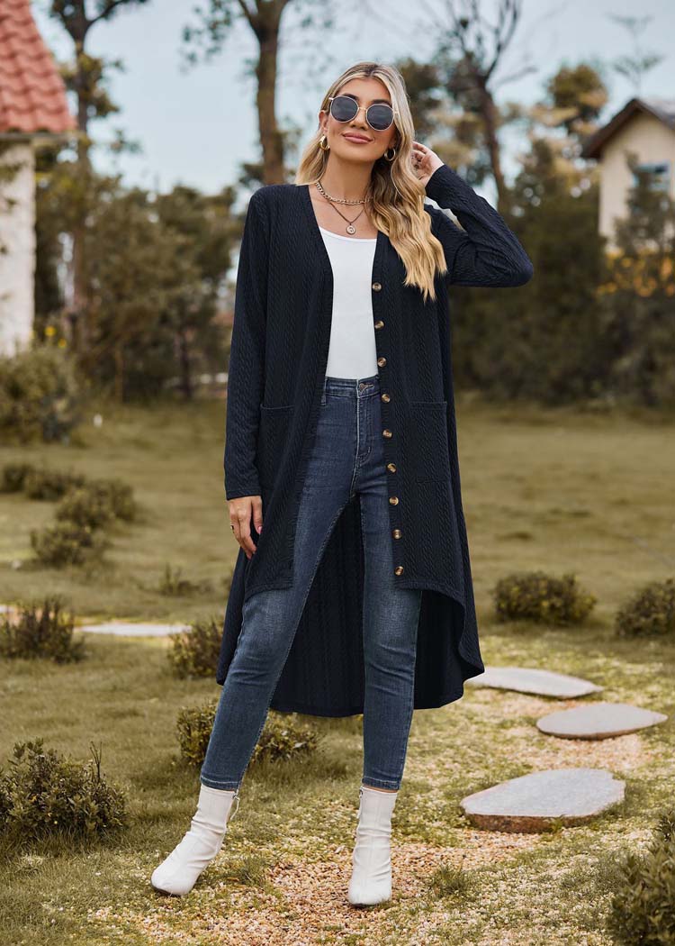 Mila - Long cardigan bleu foncé