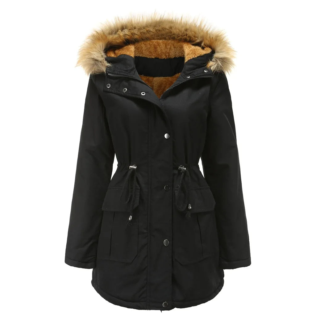 Parka d'hiver avec capuche pour femmes