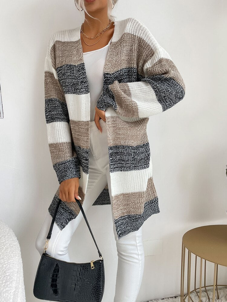 Pull-over cardigan à manches longues pour femmes